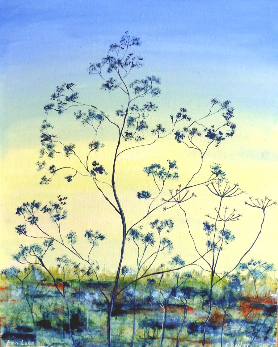 Wildflowers Original Landscape Oil Painting Cow Parsley Modern Impressionist Art