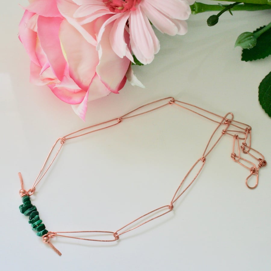 Malachite and copper necklace