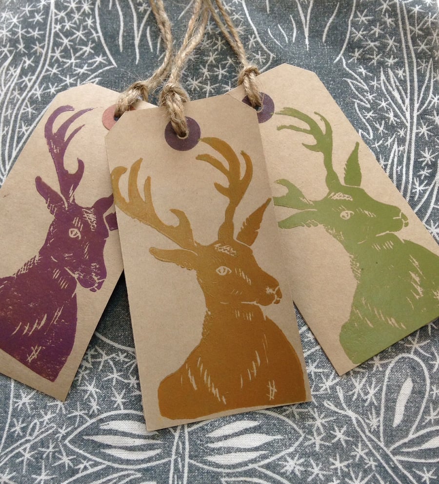Hand Printed Stag Gift Tags