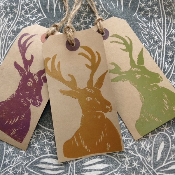 Hand Printed Stag Gift Tags