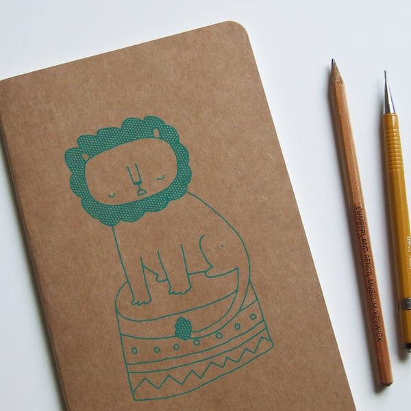 Circus Lion - Screen-printed Notebook Journal Moleskine