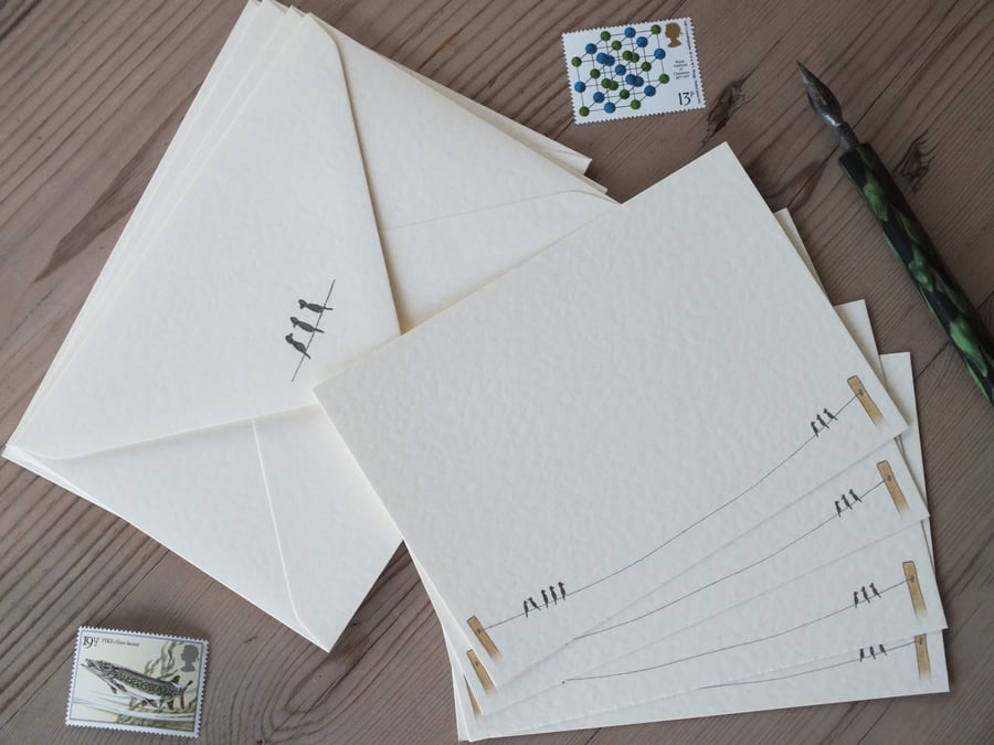Correspondence Cards with original Birds on a Telegraph Wire Design