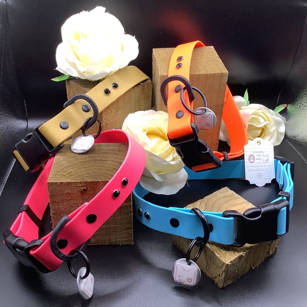 Biothane Ajustable Dog Collar for Med to x-large dogs vegan friendly, waterproof