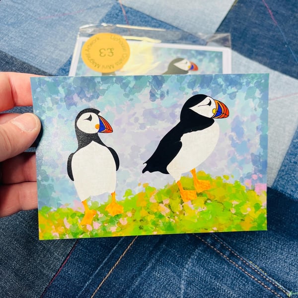 'Just the 2 of us' Puffin Fridge Magnet 4 x6 size, Original Puffin artwork