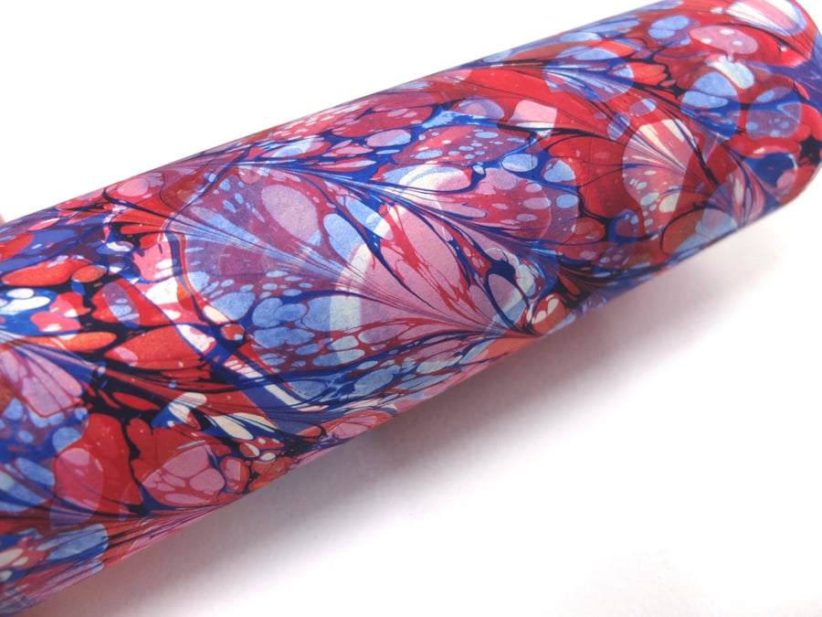 A4 Marbled paper sheet double marbled red white blue 