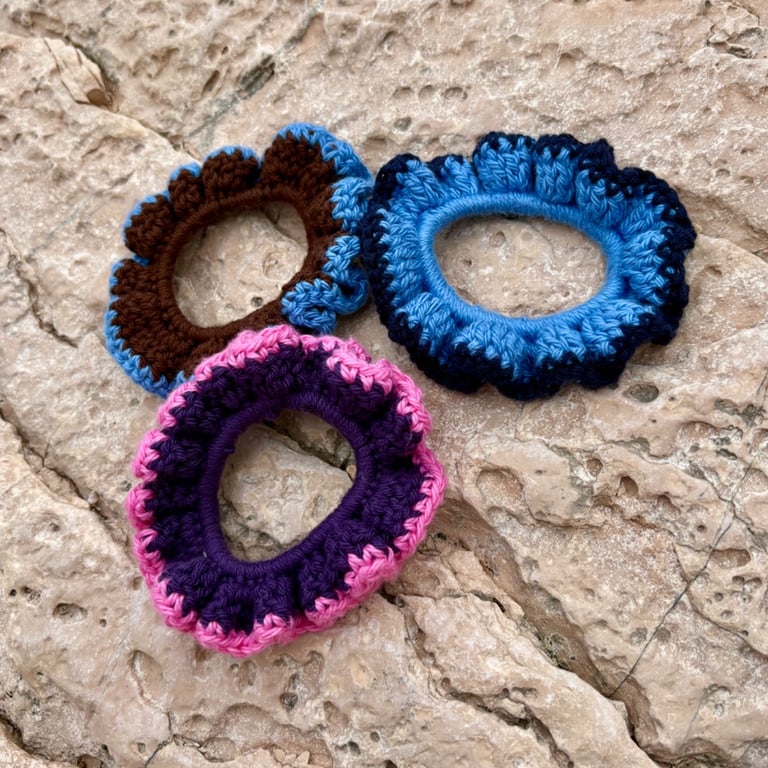 Handmade Crochet Scrunchie - Small Hair Tie - Colourful Hair Accessory