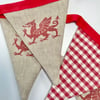 WELSH DRAGON BUNTING - with red gingham