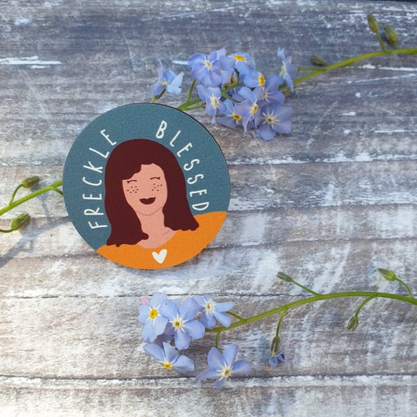 Freckle Blessed Wooden Lapel Pin Badge