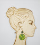 Sterling silver hook, bright yellow and green earrings with a modern line design - Image 1