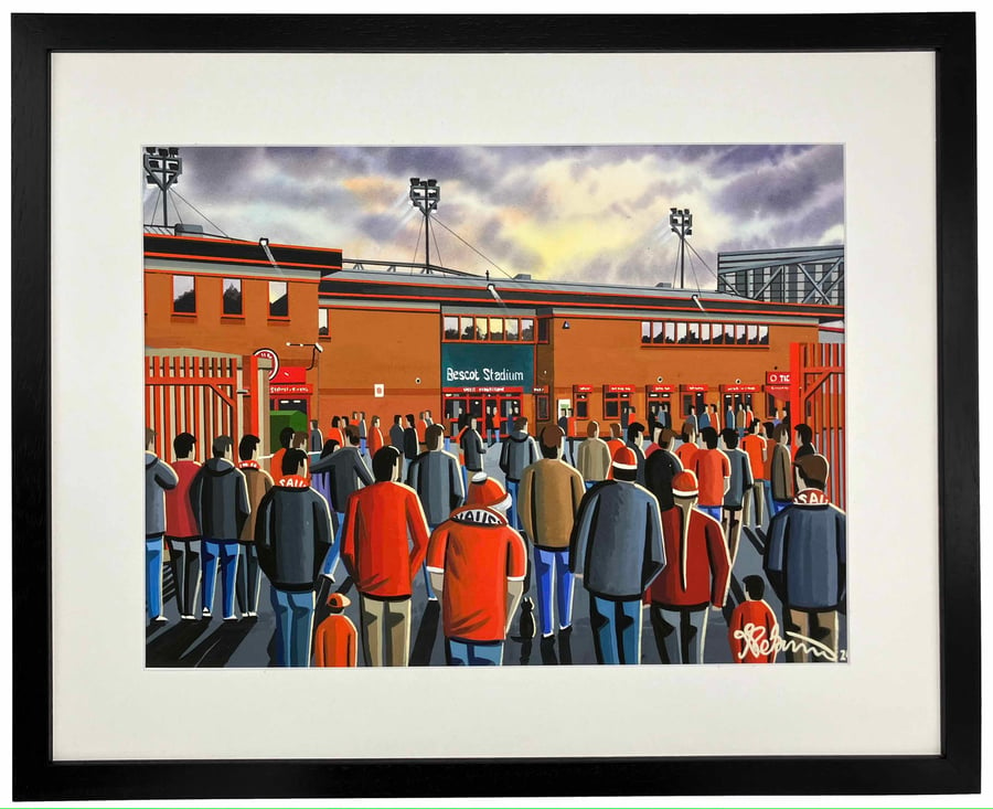 Walsall F.C, Bescot Stadium. Framed Football Art Print. 20" x 16" Frame Size