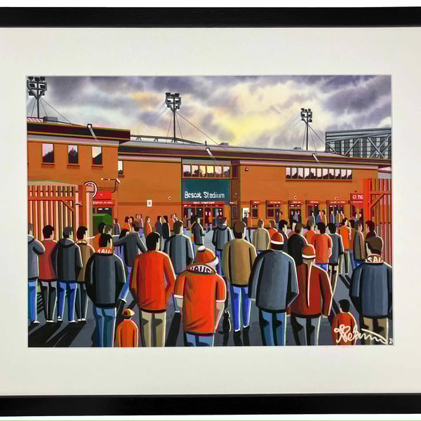 Walsall F.C, Bescot Stadium. Framed Football Art Print. 20" x 16" Frame Size