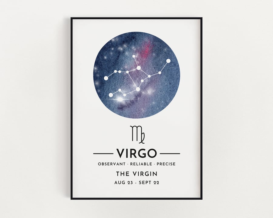 VIRGO DEFINITION PRINT, Wall Art Print, Zodiac Gift, Star Sign Gift, Wall Decor