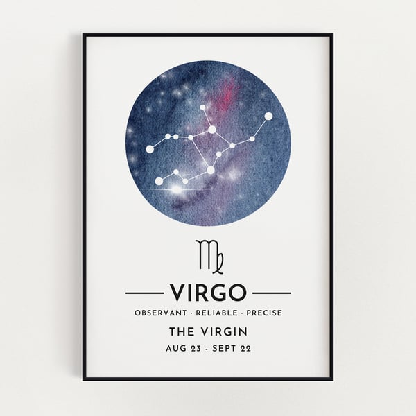 VIRGO DEFINITION PRINT, Wall Art Print, Zodiac Gift, Star Sign Gift, Wall Decor