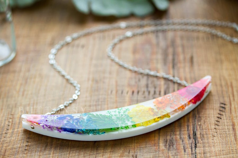 Rainbow flower necklace on sale