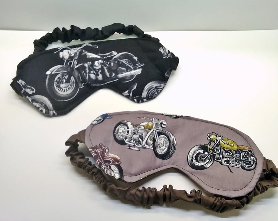 Biker Motorcycle Sleep Mask, Brown Motorbike cotton sleep mask,covered elastic