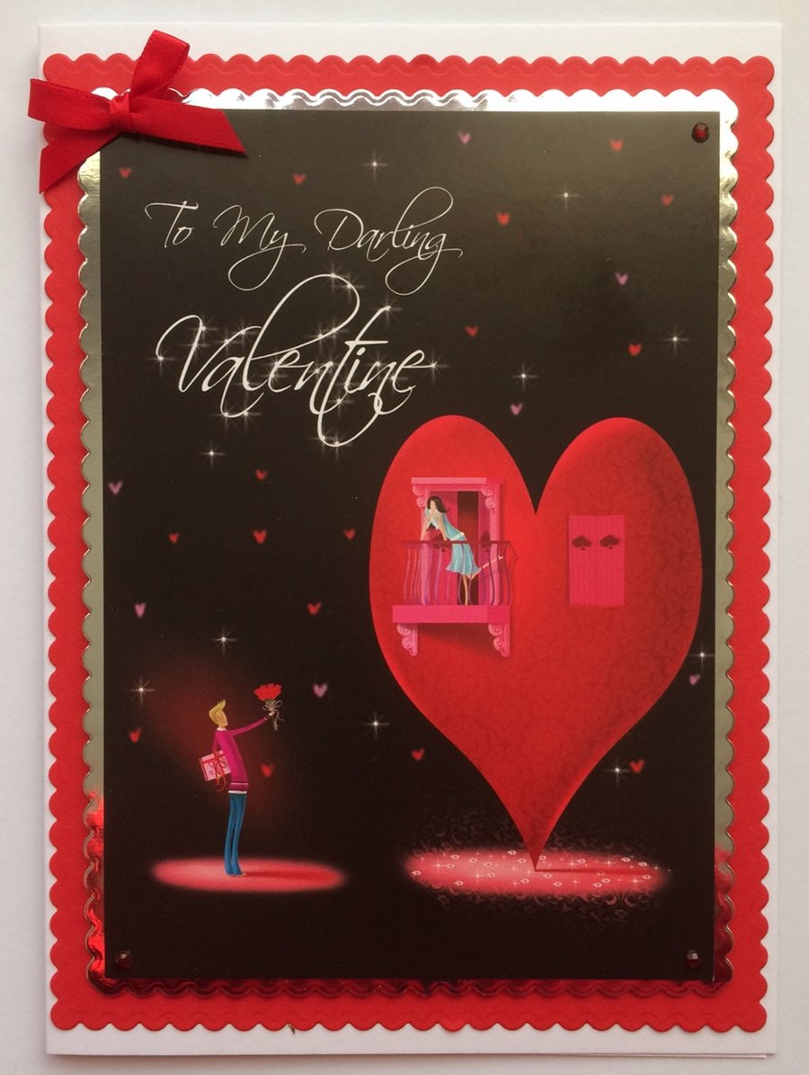 Handmade Valentine's Day Card To My Darling Valentine Love Heart