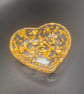 Resin Heart Shaped Dish With Golden Flakes