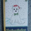 hand painted westie dog Christmas card (ref 713)