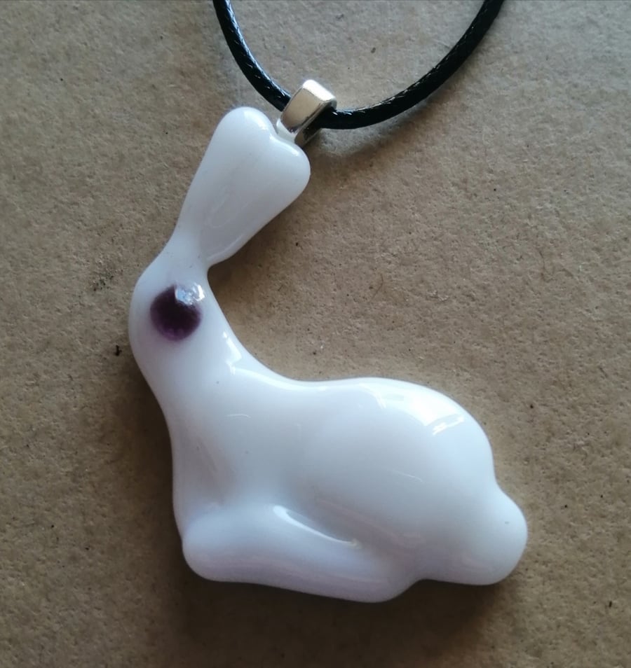 Fused Glass Bunny Necklace
