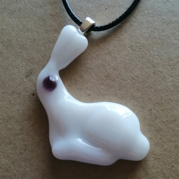 Fused Glass Bunny Necklace