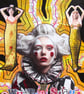 Female Harlequin Portrait Art Pierrot Clown Circus Theatrical Artwork - Image 3