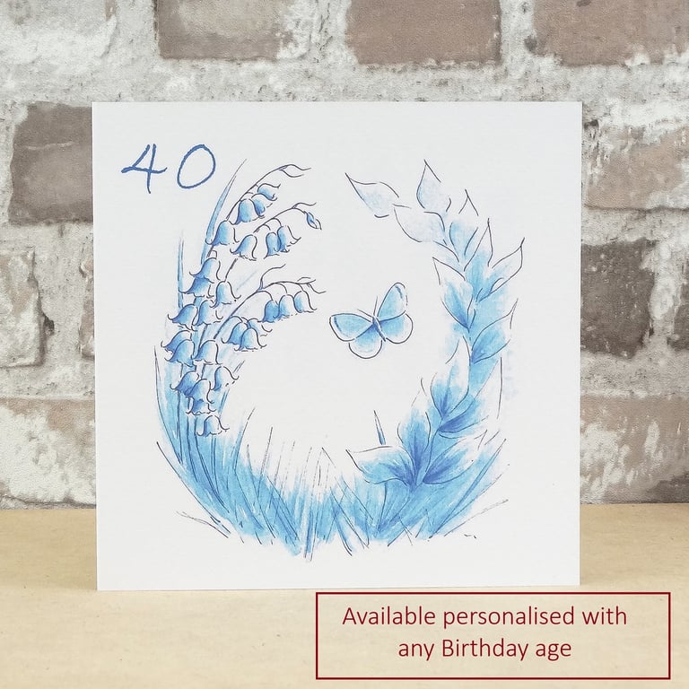 Birthday Card Bluebell Wood - Personalise with any age