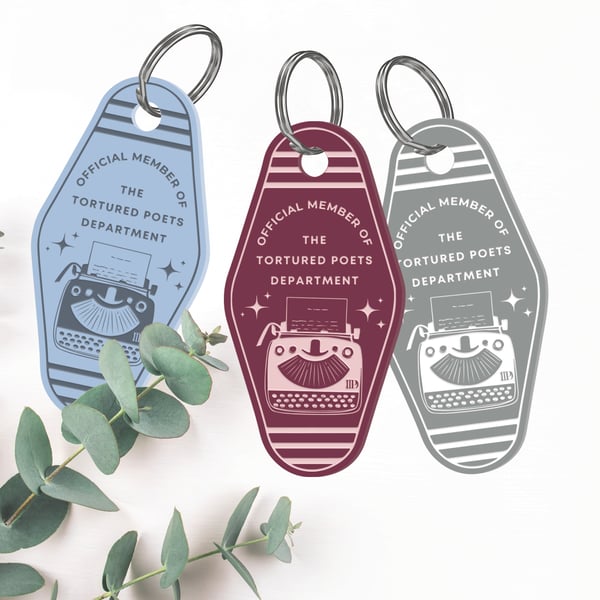 Official TPD Member Typewriter Motel-Style Keyring: Retro Acrylic Keychain, Song