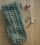 Loom knit Moss green sheep and alpaca mix summer scarf