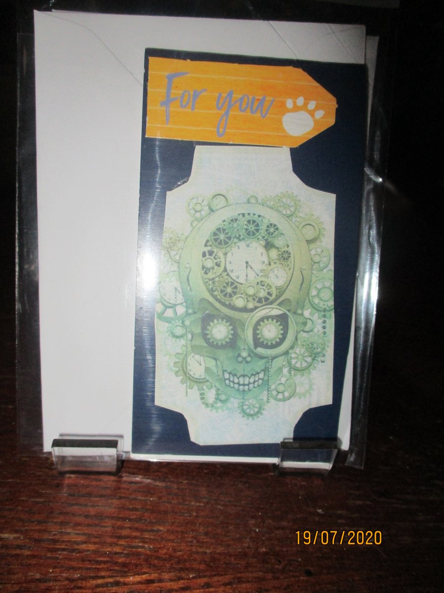 For You Skull Clock Card
