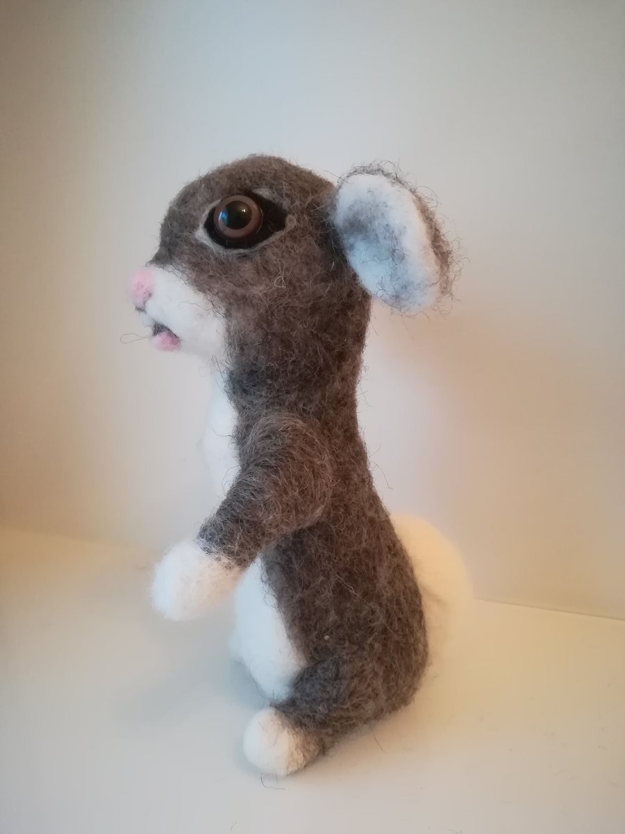 Baby bunny needle felted wool sculpture OOAK collectable 