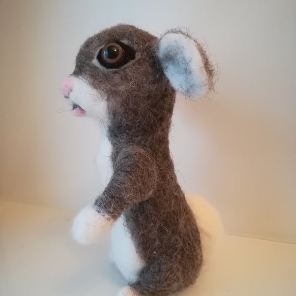 Baby bunny needle felted wool sculpture OOAK collectable 