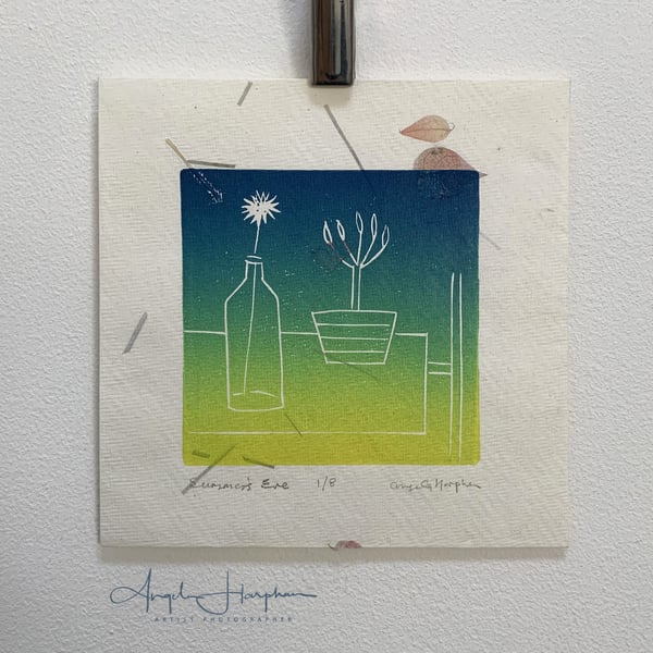 Lino Print Edition on Textured Envelope - Keepsake or Frame - Summer's Eve
