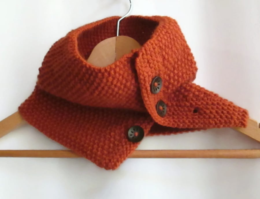 Cowl in Burnt Orange Aran Wool