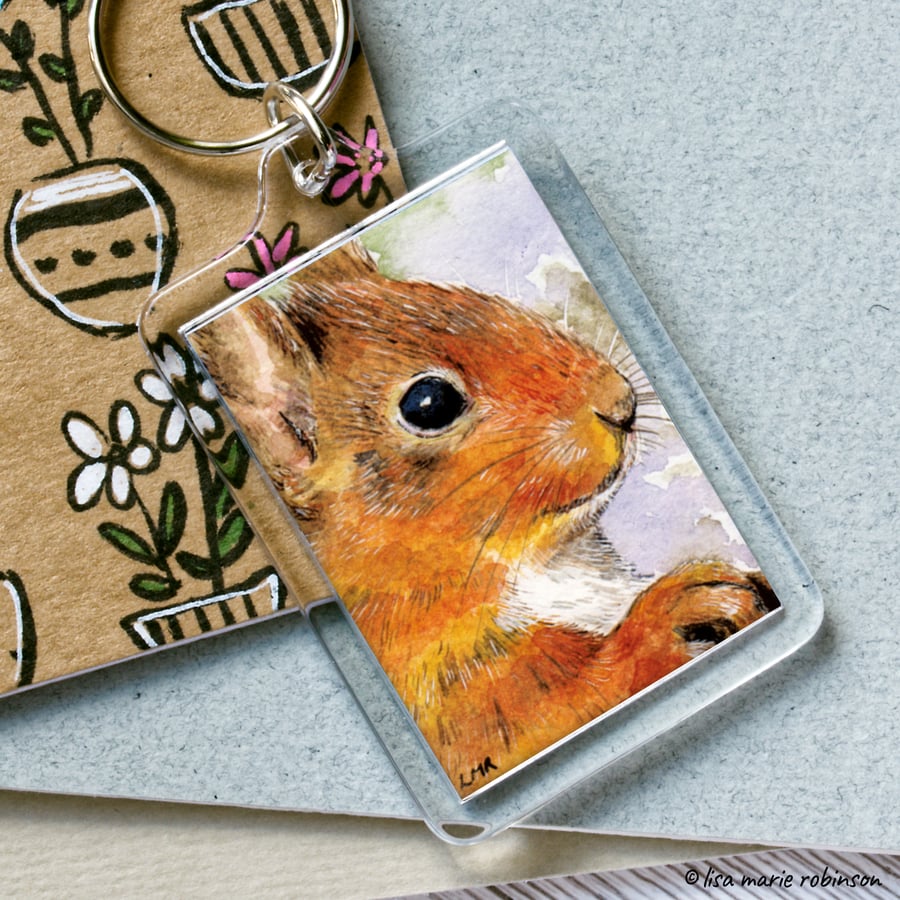 Red Squirrel Keyring (large) - British Wildlife Art Illustration