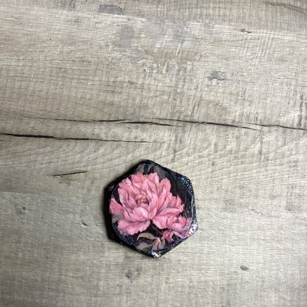 Decoupage slate coaster floral