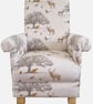 Child's Chair Fryetts Tatton Animals Fabric Foxes Rabbits Beige Grey Armchair  - Image 1
