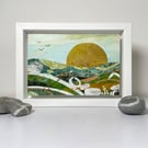 Dawn Sunrise Original British Landscape Abstract Painting Ready To Hang Artwork