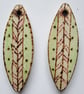 Pyrography wooden drop earrings. Original handmade  - Image 2