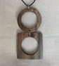 Ebony Geometric Wood Pendant Necklace Upcycled Statement 5th Anniversary Gift