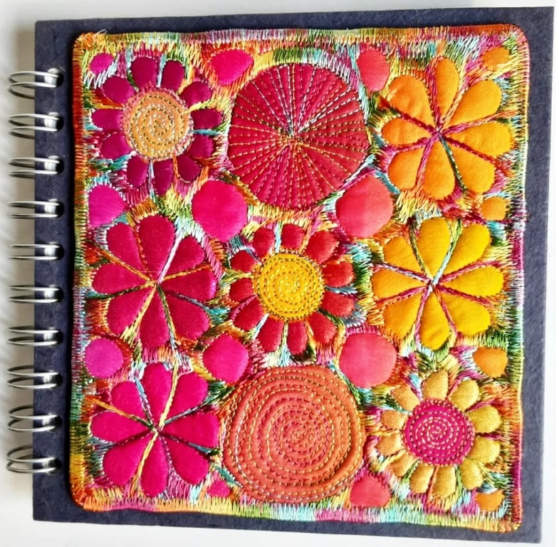 Sketchbook Spiral Bound Square 6 x 6 inches Free Machine Embroidery Cover