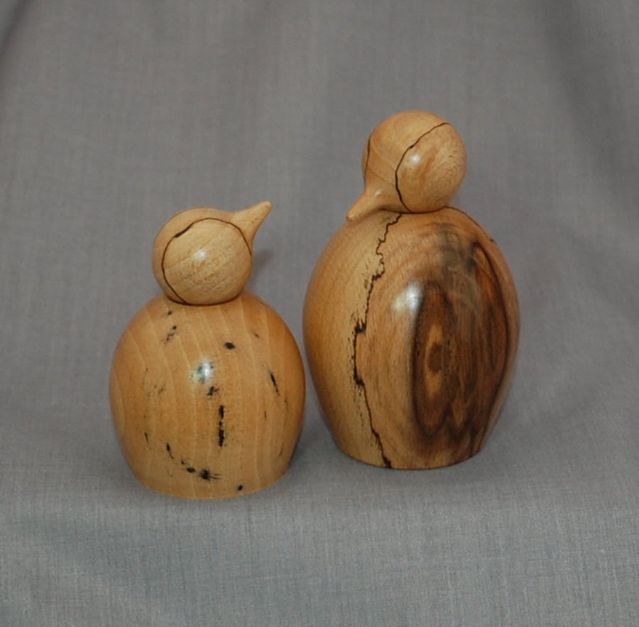 Dad and Babe Penguins in English Spalted Beech 