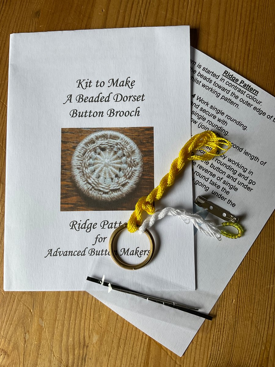 Kit for a Beaded Dorset Button Brooch, Ridge Design BR4