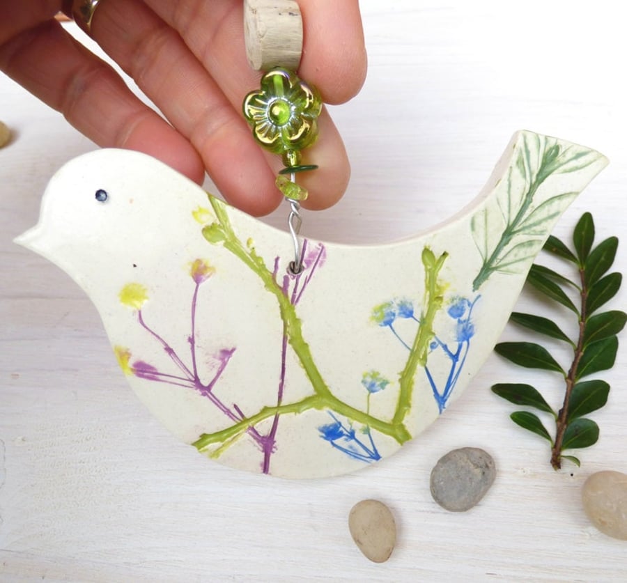 Handmade Ceramic Bird Hanging Decoration