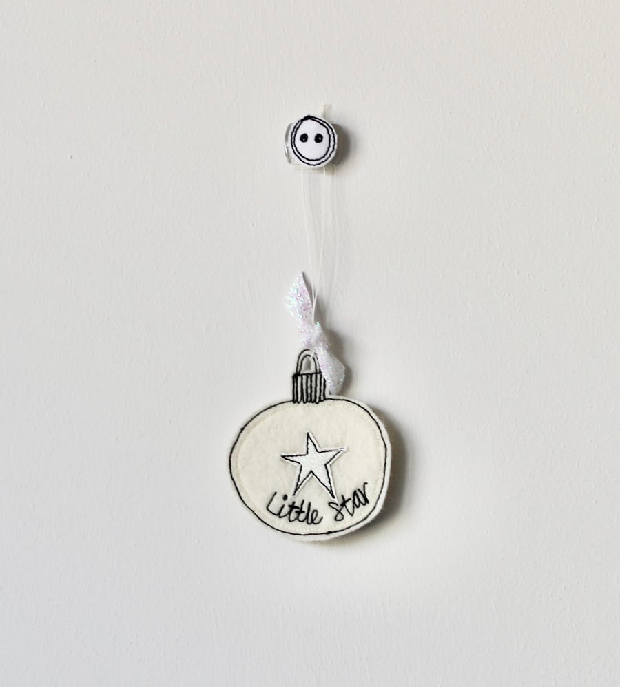 Small 'Little Star' Wool Felt Christmas Bauble - Hanging Decorations