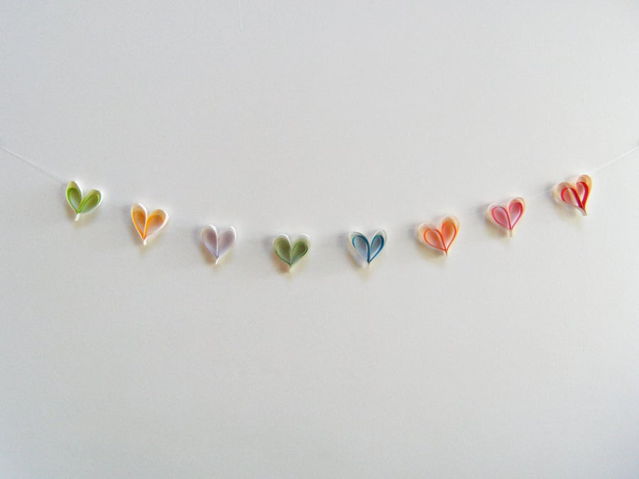 Paper Hearts Bunting in Rainbow Colours 