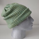 Handmade natural wool, natural dyed, knitted unisex beanie hat 