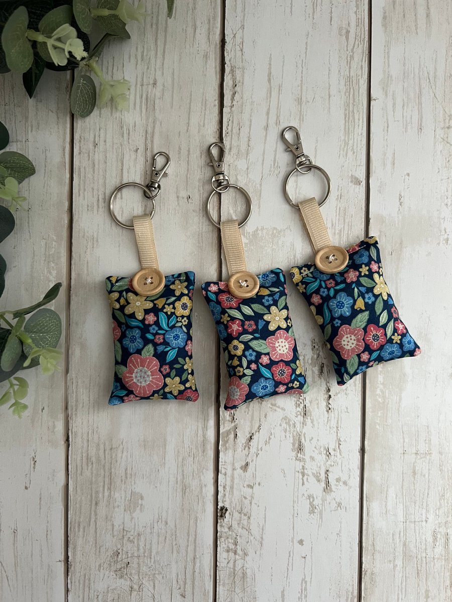 Lavender Filled Fabric Key Ring Key Fob Key Chain in floral fabric