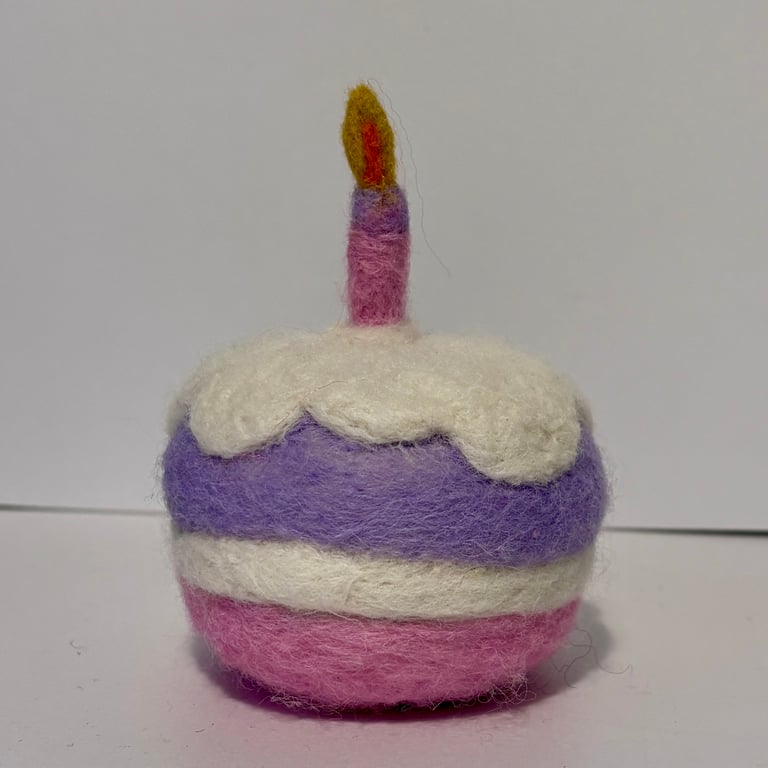 Handmade Needlefelted Birthday Cake Ornament