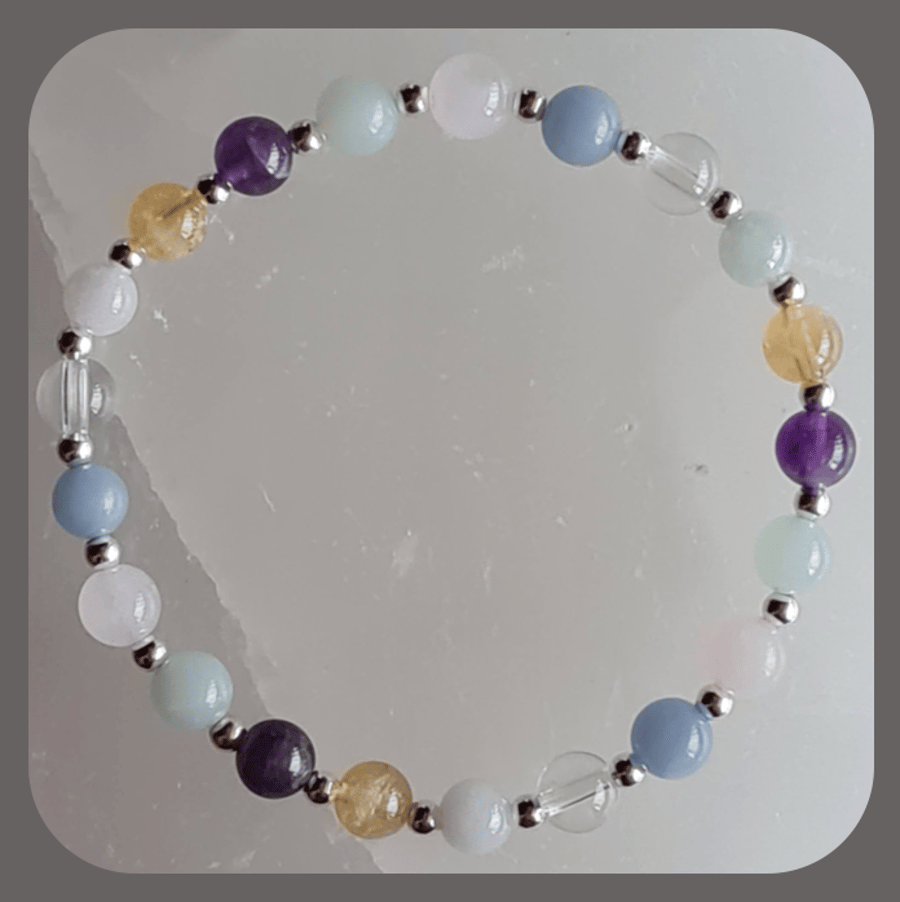 One day at a time Healing Crystal for Luck and sterling silver bracelet