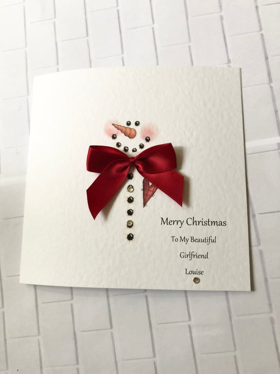 Personalised Snowman Christmas Card Merry Christmas Daughter Son Granddaughter C